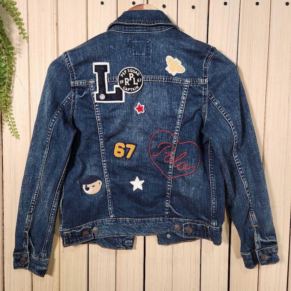 Polo Ralph Lauren Denim Jacket, Patched Denim Girl Jacket - Blue